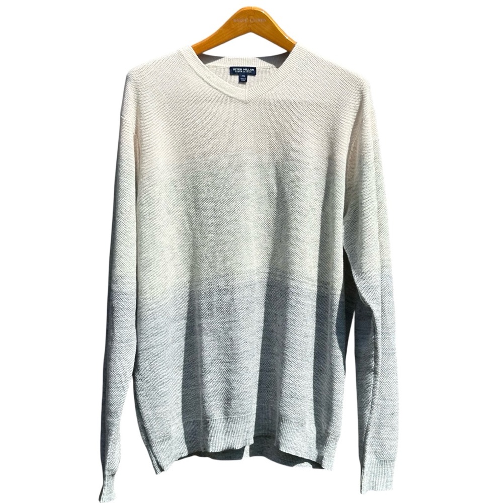 PETER MILLAR Men XXL Crown Crafted Camden Wool Cashmere Linen Gray Cream Sweater